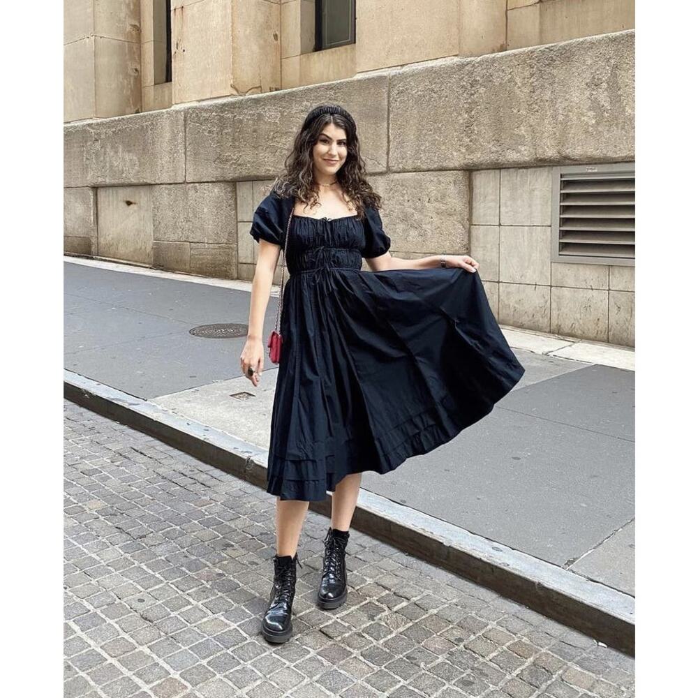 Ulla Johnson Black Puff-Sleeve Midi Dress - Picture 13 of 13